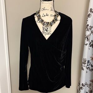 Soft Surroundings Black Velvet Wrap Blouse